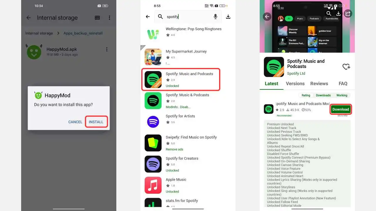 Downloading Spotify MOD From HappyMod 1